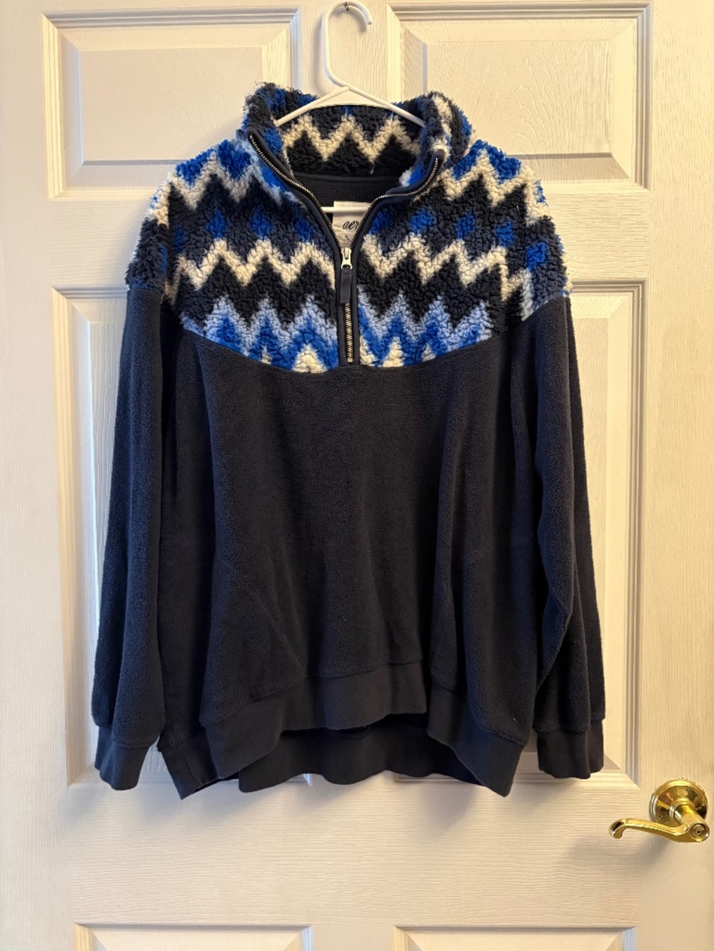 Aerie Blue Sherpa Oversized Pullover Quarter Zip
